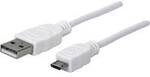 Manhattan USB-Kabel USB 2.0 USB-A Stecker, USB-Micro-B Stecker 1.80 m Wei&szlig;