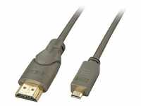 LINDY HDMI Anschlusskabel HDMI-A Stecker, HDMI-Micro-D Stecker 2.00 m Grau 41353