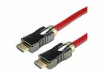 ROLINE 8K HDMI Ultra HD Kabel mit Ethernet, ST/ST, rot, 2 m