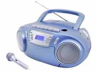 soundmaster SCD5800BL CD-Radio UKW USB, Kassette, Radiorecorder Inkl. Mikrofon Blau
