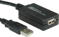 VALUE 12.99.1110, VALUE USB 2.0 Verl&auml;ngerung, aktiv, mit Repeater, schwarz, 12 m