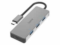 hama 00200105 USB-C-Hub, 4 Ports, USB 3.2 Gen2, 10 Gbit/s, Alu