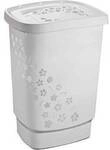 ROTHO W&auml;schebox Flowers 55 l grau 44,7 x 34,7 x 60,4 cm 1756002590