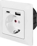 LOGILINK PA0262, LogiLink PA0262 Unterputz-Steckdose mit USB-Ladeausgang, erh&ouml;hter