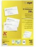 Sigel LP800 Bedruckbare Visitenkarten, glatte Kanten 85 x 55 mm Hochwei&szlig; 100 St.