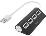 hama 00200119 USB-Hub, 4 Ports, USB 2.0, 480 Mbit/s, Schwarz