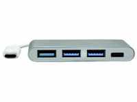 PORT Designs 900122 4 Port USB-C® (USB 3.2 Gen 2) Multiport Hub Silber, Weiß