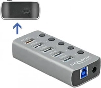 DELOCK 63263, Delock 63263 USB-Hub 4 Port USB-A USB 3.1 Gen1 5 GBit/s Grau 63263