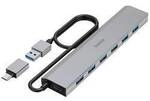 hama 00200137 USB-Hub, 7 Ports, USB 3.2 Gen1, 5 Gbit/s, inkl. USB-C-Adapter und