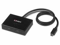 LINDY 43329 2 Port USB-C® (USB 3.2 Gen 2) Multiport Hub Schwarz