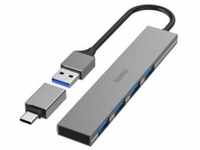 hama 00200141 USB-Hub, 4 Ports, USB 3.2 Gen1, 5 Gbit/s, Ultra Slim, inkl.
