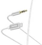 hama 00201522 Aux-Kabel Lightning &ndash; 3,5-mm-Klinke, Nylon, 1,0 m, Wei&szlig;