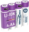 Ansmann Li-Ion Akku Mignon/AA, 4er-Set mit USB-C-Ladebuchse, 1,5 V, 1800 mAh