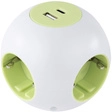 REV Ritter Kugelsteckdose Powerglobe 4-fach, 1,4m, 2 x USB (Typ A und C), Wei&szlig;-Gr&uuml;n