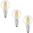 Osram LED Base Classic P 60 Filament, 5,5 W, 806 lm, E14, warmwei&szlig;, klar, 3er...