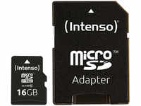Intenso microSDHC-Karte, Class 10, mit SD-Adapter, 25 MB/s, 16 GB