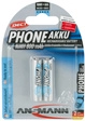 Ansmann Telefon-NiMH-Ersatzakku, ready2use, Micro AAA, 800mAh,HR03, 2er-Pack