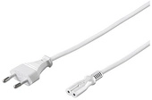 Netzkabel, Eurostecker auf Doppelbuchse 5 m, weiss