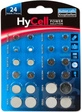Hycell 24er-Set Alkaline-Knopfzellensortiment, 1,5 V/ 3,0 V