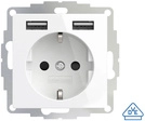 2USB Schutzkontakt-Steckdose mit 2 USB-Ports, reinwei&szlig; gl&auml;nzend, 55 x 55 mm, VDE