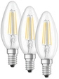 OSRAM 3er-Set LED PROMO 4-W-Filament-LED-Kerzenlampe E14, warmwei&szlig;, klar