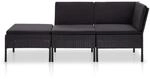 vidaXL 3-tlg Garten-Lounge-Set mit Auflagen Poly Rattan Schwarz Modell 18