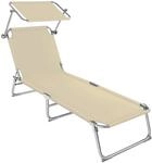 Tectake Gartenliege Chlo&eacute; Klappbar Stufenlos Verstellbares Sonnendach 190 x 68 x 65