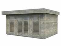 Palmako Bret Holz-Gartenhaus Grau Flachdach Tauchgrundiert 502 cm x 338 cm