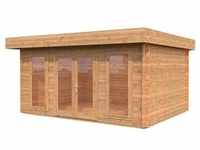 Palmako Bret Holz-Gartenhaus Braun Flachdach Tauchgrundiert 502 cm x 338 cm