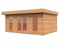 Palmako Bret Holz-Gartenhaus Braun Flachdach Tauchgrundiert 574 cm x 390 cm