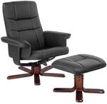 Tectake Fernsehsessel Mit Hocker Neigbare R&uuml;ckenlehne 78 x 100 x 95 cm Schwarz