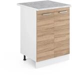 Vicco K&uuml;chenunterschrank R-Line K&uuml;chenkommode Sonoma/Wei&szlig; 60 cm AP Marmor
