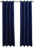 vidaXL Verdunkelungsvorh&auml;nge mit &Ouml;sen 2 Stk Samt Dunkelblau 140x225cm