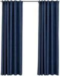vidaXL Verdunkelungsvorh&auml;nge Haken Leinenoptik 2 Stk Blau 140x225cm