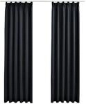 vidaXL Verdunkelungsvorh&auml;nge mit Haken 2 Stk Schwarz 140x175cm