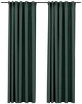 vidaXL Verdunkelungsvorh&auml;nge Haken Leinenoptik 2 Stk Gr&uuml;n 140x245 cm