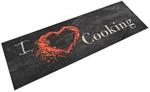 vidaXL K&uuml;chenteppich Waschbar Cooking Schwarz 60x180 cm Samt 136550