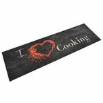 vidaXL K&uuml;chenteppich Waschbar Cooking Schwarz 45x150 cm Samt 136549