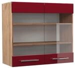 Vicco K&uuml;chenglasschrank Fame-Line Bordeaux Hochglanz/Goldkraft Eiche 80 cm