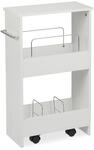 Relaxdays Nischenwagen mit Rollen MDF Metall Wei&szlig; 67 cm x 20 cm x 43 cm