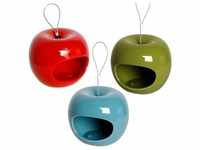 Dobar Keramik-Futterspender in Apfelform 3er-Set Rot/Grün/Blau
