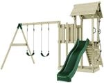 PolarPlay Spielturm Uppsala Schaukeln Kletterwand Rutsche Gr&uuml;n