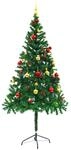 vidaXL K&uuml;nstlicher Weihnachtsbaum mit Kugeln und LEDs Gr&uuml;n 180 cm