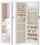 Songmics Schmuckschrank Berit mit Spiegel Wandmontage Wei&szlig;