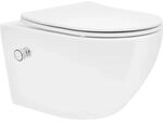 LuxeBath Sp&uuml;lrandloses H&auml;nge WC Keramik Wei&szlig; Nano Beschichtung Lang 54 cm