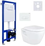 Belvit Wand / H&auml;nge WC Toilette Softclose-Deckel Vorwandelement Bet&auml;tigungsplatte