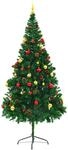 vidaXL K&uuml;nstlicher Weihnachtsbaum mit Kugeln und LEDs Gr&uuml;n 210 cm