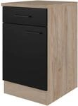 Flex-Well Exclusiv K&uuml;chen-Unterschrank Capri 50 cm Schwarz Matt-Endgrain Oak