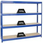 PROREGAL Schwerlastregal Dino HxBxT 180 x 200 x 45 cm Fachlast 500 kg Blau