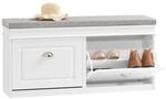 SoBuy Schuhbank mit 2 Klappen Schuhkipper Wei&szlig; MDF 104cm FSR64-W